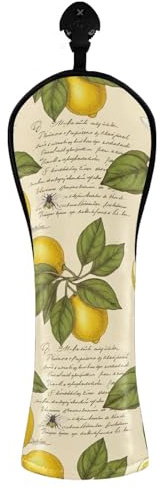 Copritesta per mazze da golf, vintage, con limoni gialli, con targhette numerate, per conducenti in legno ibrido, donne e uomini, in pelle PU