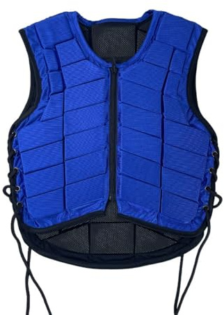 KiBcsLic Armatura da Cavaliere Traspirante Gilet Protettivo Equestre Elasticizzato Corpetto Protettivo da Cavallo per Competizione, Blu, S