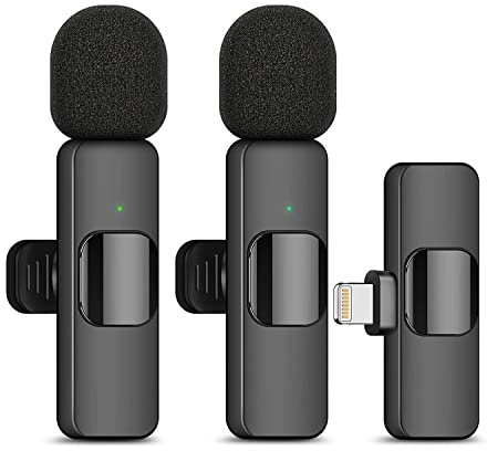 HUACAM 2Pcs Lavalier Kabelloses Mikrofon für iPhone,Mini Mikrofon für Aufnahmen, Live-Streaming, YouTube, Tiktok, Facebook, Intelligente Rauschunterdrückung, Automatische Synchronisation, Keine App