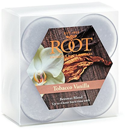 Root Candles Scented Tealights Beeswax Blend 4-Hour Premium Tealight Candles, 8-Count, Tobacco Vanilla