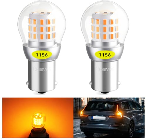Defvnsy 1156 BA15S LED Indicator Bulbs Amber, 382 P21w Car Bulbs - 2 Packs | 12V-24V, Non-polarity, 3014 39SMD for 1141 1003 7506 1073, Orange Light Bulb for Turn Signal Reverse DRL Tail Parking Lights