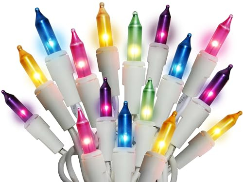 Dobar Holiday Pride Easter String Lights - 100 Count Mini Easter Lights String on White Wire (24 Ft) - Indoor/Outdoor Use - UL Listed - Static & Blinking Modes - Connectable