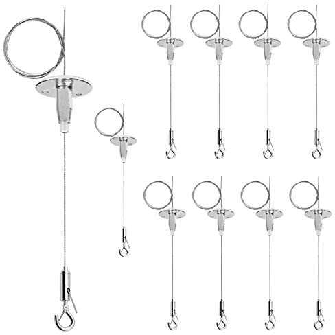 OTTFF 10 Pack 3.2 ft Ceiling Sign Hanger, Suspension Cable Wire for Hanging LED Panel Light Billboards, Load 11 lb