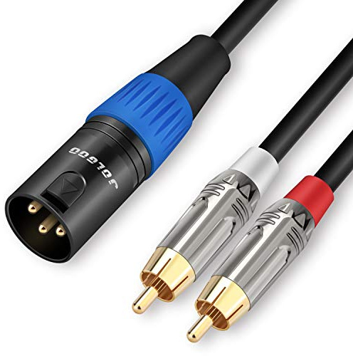 JOLGOO Cavo microfono patch splitter a Y doppio RCA a XLR maschio sbilanciato, 1 cavo adattatore XLR maschio a 2 RCA maschio a Y, 2 metri
