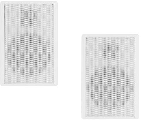 Acoustic Audio by Goldwood SLM1W Mountable On Wall Slim Speakers Home Theater Wired Pair Pack, White