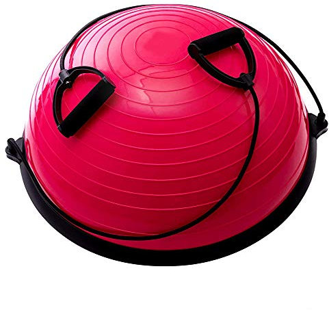 CLQ Yoga Balance Ball Trainer 58cm mit Widerstandsbändern Halber Yoga Balance Ball für Yoga Fitness Krafttraining Pilates Gymnastikball