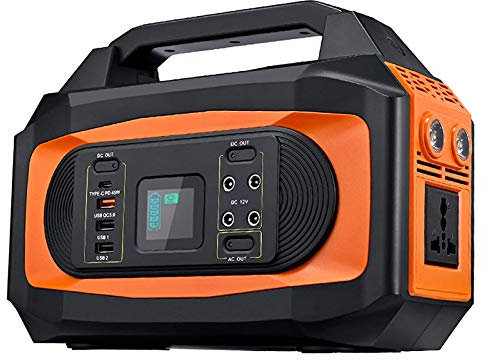 HJGHY Generador Solar Portátil 444Wh 500W Generador Solar Batería de Litio de Emergencia con Toma de CA Puertos de CC Y USB Linterna LED para Aventuras Al Aire Libre Camping Viajes,220V