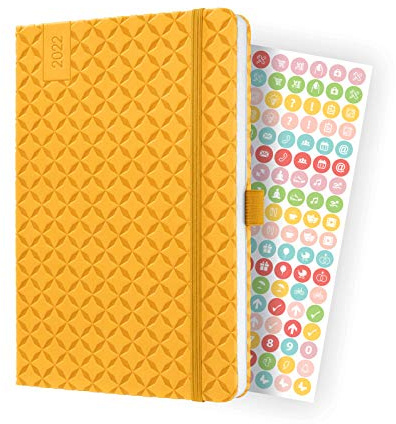 SIGEL J2117 Wochenkalender Jolie 2022 - ca. A5 - gelb - Hardcover - 174 Seiten - mit fröhlichem Kalendarium, vielen Infos und praktischen Stickern - FSC-zertifiziert - Terminplaner