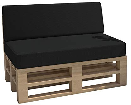 chilly pilley Palettenkissen Gartenkissen Wasserdicht Palettenauflage Palettenpolster Indoor Outdoor Waschbar Abnehmbar Sitzkissen Rückenkissen (2er Set, Schwarz)