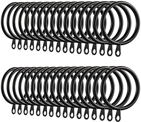 Kinsinder 60 Stücke Metall Gardinenringe Vorhangringe, 38mm Innendurchmesser Vorhang Hängend Ringe für Gardinenstangen für Fenster Tür Duschvorhang(Schwarz)