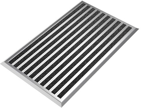 Fußmatte außen grau 55 x 90 cm, Aluminium Fußmatten, Fußabtreter außen, Schmutzfang Alu, Schmutzfangmatte Außenbereich, Fussmatte Aussenbereich, Türmatte außen, Fußabstreifer Hauseingang, Abtreter