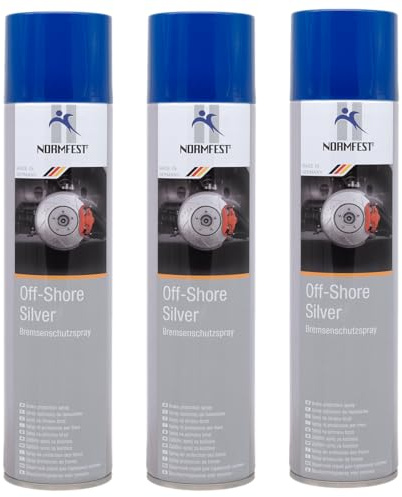 Normfest Off Shore Silver – Hitzebeständiger Bremsenschutz mit Aluminiumeffekt – Korrosionsschutzspray bis +1.400 °C – ABS-kompatibel, schnelltrocknend & wetterfest – Profi-Schutzspray 3X 400 ml