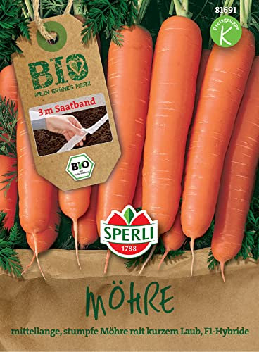 Sperli BIO Möhrensamen, F1, Saatband 81691 - BIO - tolerante Sorte - lagerfähig - späte Sorte - Samen Gemüse, Karotten, Gemüsesamen, Gemüsepflanzen