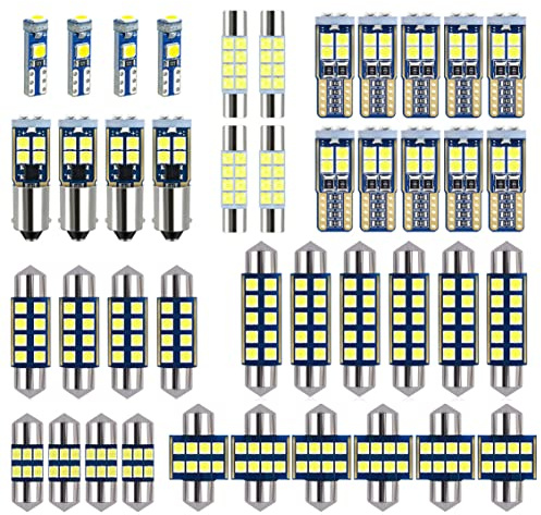 EBAIFUN 42-Pack White 12V DE3175 6418 6411 T10 2825 BA9S 64111 T5 74 6612F 6615F 31mm 36mm 41mm LED bulb Kit for Car Truck Interior Map Dome Vanity Mirror Trunk Door Courtesy License Plate Light
