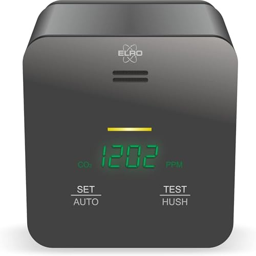 ELRO FCO2400 CO2-mätare - luftkvalitetsmätare med NDIR-sensor för CO2, temperatur och fuktighet - med självkalibrering