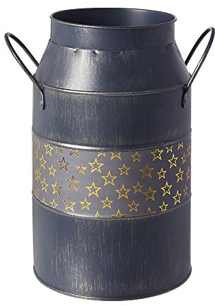 OASIS® Twinkle Milk Churn (Set of 2), Gold Star Print Metal Flower Vase with Handle, French Country Flower Bucket Tin Milk Can, Farmhouse Decor Vase Flower Jug for Table Centrepiece Home Decoration