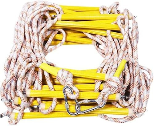 Rettungsleiter für Abfluss, 2 Etagen – Notfallleiter von 16 Füßen, Seilleiter, 3 m, 5 m, 8 m, Sicherheitsleiter mit 2 Karabinern mit Haken, schnell zu entfalten, robust und