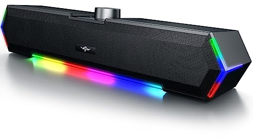 Bazivve V30 PC Lautsprecher, RGB Soundbar Gaming Lautsprecher, USB Betrieb 3,5 mm AUX Anschluss, Computer Boxen für PC, Monitor, Laptop, 12W, Schwarz
