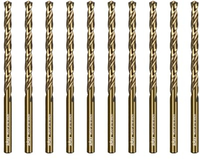 SALI 10 Stücke M35 HSS Cobalt Bohrer Set mit Spiralbohrer 4.8mm HSS-Co Stahlbohrer Eisenbohrer Metallbohrer Set für Holz, Metall, Kunststoff, Aluminium, Hartplastik, Edelstahl