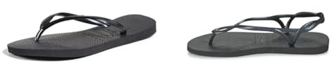 Havaianas Women's Slim Flip Flops, Black (Black 0090), 5 UK, Women's, Luna, Beach Sandals, Black, 4.5/5 UK