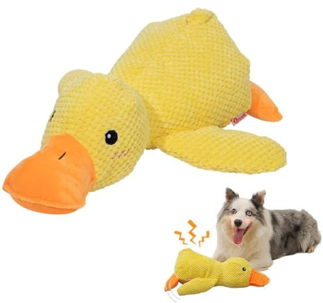 LUCKKY Quack-Quack Duck Dog Toy, Quak-Quak Ente Hundespielzeug, Das Mellow Duck Hunde Spielzeug, Niedliche Ente ohne Füllung mit weichem Quietscher, Hundekuscheltier-Kauspielzeug für Welpen (Gelb)