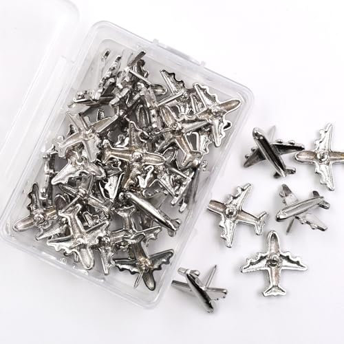 30 Stück Metall Flugzeug Pinnnadeln Dekorative Reißnägel für Pinnwand Korktafel Büro Schulbedarf Home DIY Dekoration Pinnnadel, Silber