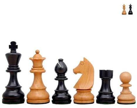 Piezas de ajedrez Indias German Knight - Tamaño 6, Color Negro, Doble Dama SI, Ideal para Aficionados y Clubes, Piezas de ajedrez para niños y Adultos, Piezas de ajedrez, Juego de Ajedrez de Madera