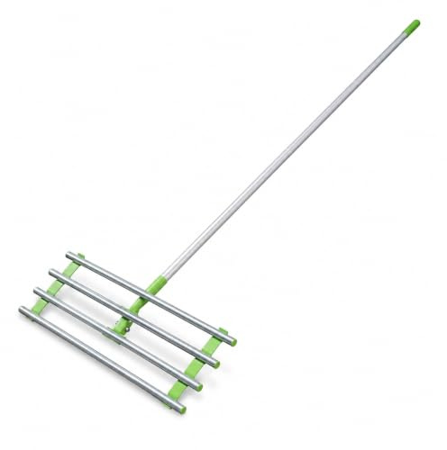 SECURA Rasenrakel Edelstahl 60,5 x 25,5 cm inkl. 164 cm Stiel - Leveling Rake zum Planieren, Einsanden und Topdressing - Rasenplanierer für Sand, Erde und Rasenausgleich