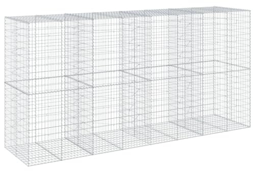 vidaXL Cesto Gabbione con Copertura 400x100x200 cm in Ferro Zincato