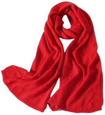 Warmer Strickschal für Damen, aus Wolle, durchbrochen, leichter Halswärmer, einfarbig, rot, One size