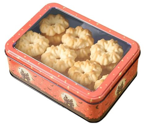 Caja de lata de Halloween, organizador de metal rectangular portátil, caja de latas vacía para galletas, caja rectangular de metal, caja de latas de metal vacía festiva para aperitivos y chocolate