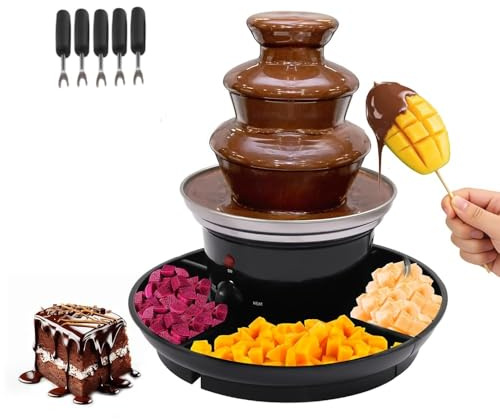 1lb Chocolate Fountain, 3 Tier Party Fountain with Fruit Plate, Chocolate Fondue Fountain for Christmas Birthday Party, 120V 40W