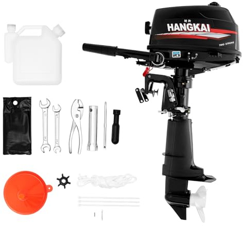 Tagtuell 2 Stroke Outboard Motor, 6HP Outboar Engine, Fishing Boat Engine with CDI Ignition & Water-cooling System for Dinghies, Fishing Boats Kayak Fishing Boats