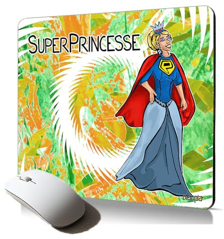Tapis de Souris Souple Super Princesse Cadeau d’Anniversaire Femme Fille Original humourmousepad Ergonomique Drole Heros