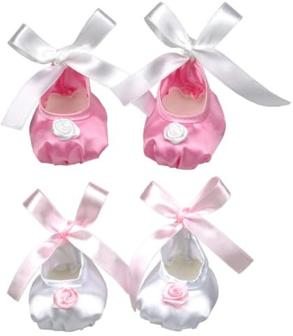WUSJCOF 2 Paar Schuhe mit Puppenclogs, zubehör, Zubehör für 43 cm Puppen (für 43 cm Puppen) (rosa,weiß)