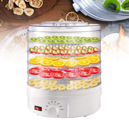 Pveanns Food Dehydrator, Freeze Dryer Machine, 5 Tier Food Dehydrator, Multifunction Kitchen Dehydrator Machine, 35-70° Temperature Adjustable for Drying Fruit, Meat