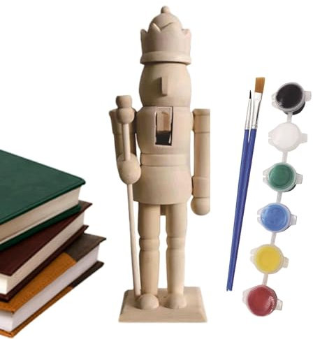 Paint Your Own Nutcracker Figures | Unpainted Wooden Nutcracker,Christmas Crafts Nutcracker Party Supplies,Traditional Nutcracker to Paint for Christmas Party