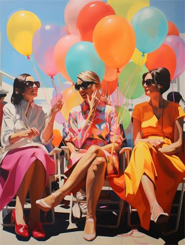 Large Paint by Numbers for Adults Woman Paint by Numbers Kits Balloon Paint by Numbers for Adults Beginner,DIY Painting with Paintbrushes and Acrylic Pigment,Hobbies for Adults Crafts 90x120cm M-1045