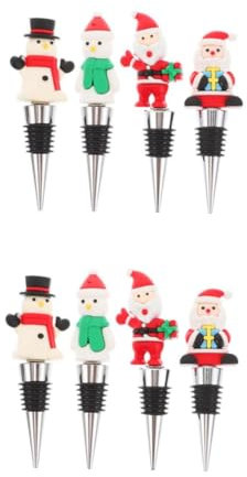 Cabilock 2 Sätze Weihnachtsflaschen Set Schneemann Weinverschluss Weinflasche Dekorativer Flaschenverschluss Weihnachts Weinverschluss Weindekor Weihnachtsgetränk 4 Stück * 2