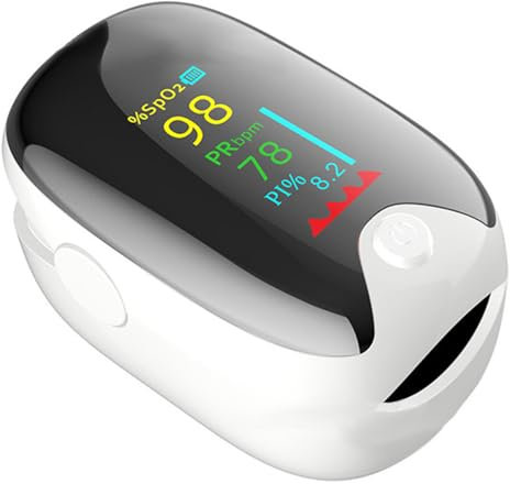 Oxymètre de Doigt Professionnel DUPELEC, Mesure Rapide de Saturation en Oxygène et Fréquence Cardiaque, Écran Couleur LCD, Blanc