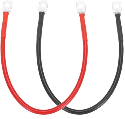 sourcing map Lot de 2 câbles de batterie 8 AWG, câbles onduleurs de batterie en cuivre pur de 0,3 m avec bornes à anneau de 6,3 mm pour bateau, voiture, camping-car, rouge et noir