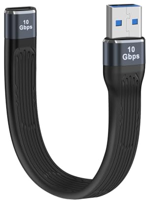 HuaLiSiJi Cable Adaptador USB 3.0 A Macho a Tipo C Hembra 5A 20V Plano Cable USB Macho a Tipo C Hembra 10 Gbps Transmisión para Teléfonos Inteligentes, Tabletas, Hubs, Discos Duros (13.5 cm)