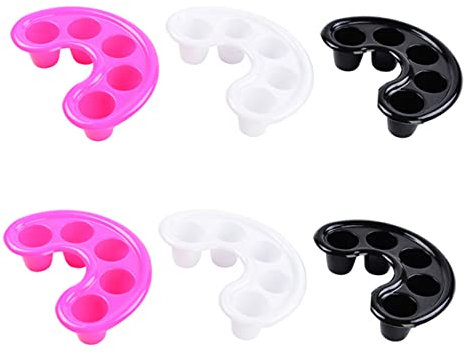 PACKOVE 6piezas Cuencos Para Manicura Con Orificios Resistentes Golpes Para Remojo y Eliminación De Piel Muerta De Uñas Colores Negro Blanco y Rosa Para Cuidado De Manos Salones y Uso Casa