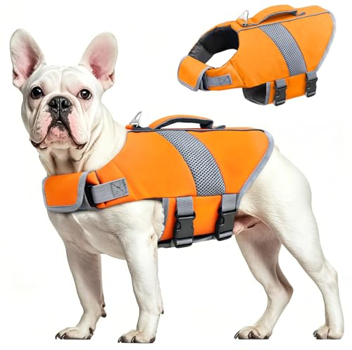 Rettungswesten für Hunde Schwimmweste Hund Rettungsweste Hundeschwimmweste kajak Hunde Schwimmen Weste kleine Hundeschwimmweste große schwimmwesten Hund kühlweste hundeweste (Orange, L)