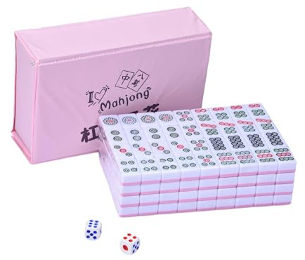 Chinesisches -Mahjong-Set, Majongsteine Spiel, Komplette MahjongSpielsets Mit Aufbewahrungsbox, Traditionelles Chinesisches Majong Spiel, Tragbarer Mahjong Brettspiel Set Für Reisen, Camping