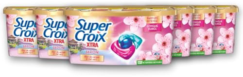 Super Croix par X•Tra -Trio-Caps - Japon - Fleurs de Cerisier & Thé Vert - Moment Evasion - Experience Sensorielle - Parfum Intense - Longue Durée - Efficace dès 20°C - 6x28 Lavages