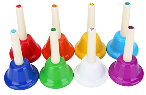 LUCKDANO Handglocken für Kinder, Handbells Baby Musikinstrument Spielzeug 5.43x2.87inch 8 Note Buntes Metall für Kinder