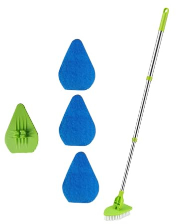 Bathroom Scrubber - Scrub Brushes For Cleaning | Extendable 2 In 1 Tile Scrubber With Adjustable Head, Detachable Clean Brush Sponge For Baseboard Bathroom Bathtub Floor Wall