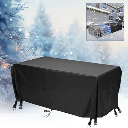 Funda para Muebles de Jardín 200 L x 60 An x 40 Al Funda para Mesa para Mobiliario de Exterior Mesa,420d Oxford Cubierta de Polvo Impermeable Al Viento, Anti-UV Adecuada Varios Muebles De Jardín