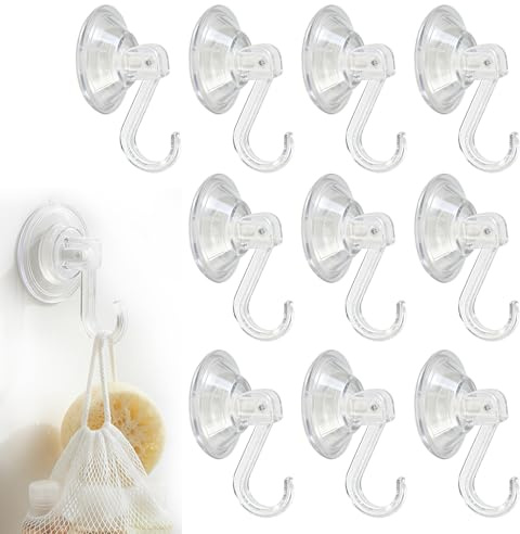 Kaiyzo 10 Piezas Transparente Gancho Ventosas, Gancho Ventosa Reutilizables, Sin Taladrar, para Cocinas, Baños, Duchas, Azulejos, Ventanas y Cristales